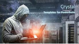  Presentation with crypto - Slide set enhanced with hacker-hunting-for-crypto-currency background and a ocean colored foreground