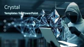  Presentation with hunting - Presentation theme consisting of hacker-hunting-for-crypto-currency background and a ocean colored foreground