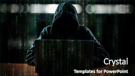  Presentation with computer hacker - Cool new slides with hacker in front of his backdrop and a black colored foreground