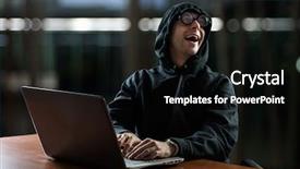  Presentation with computer hacker - Theme enhanced with hacker in front of his background and a black colored foreground