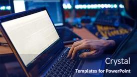  Presentation with hacker - Colorful presentation theme enhanced with hacker-in-hood-shows-thumbs backdrop and a navy blue colored foreground