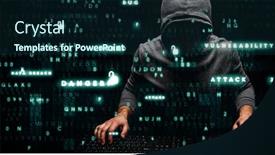  Presentation with hacker - Audience pleasing slide set consisting of hacker in hoodie dark theme backdrop and a navy blue colored foreground