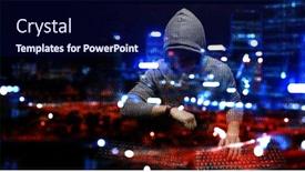  Presentation with hacker - Cool new slide deck with hacker in hoodie dark theme backdrop and a navy blue colored foreground