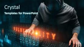  Presentation with hacker - Presentation design with hacker in hoodie dark theme background and a navy blue colored foreground