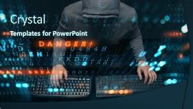  Presentation with hacker - Audience pleasing PPT theme consisting of hacker-in-hoodie-dark-theme backdrop and a navy blue colored foreground