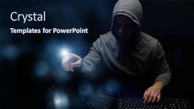  Presentation with hacker - Beautiful slides featuring hacker-in-hoodie-dark-theme backdrop and a navy blue colored foreground