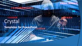  Presentation with hacker - Audience pleasing PPT theme consisting of hacker-in-hoodie-dark-theme backdrop and a ocean colored foreground