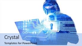  Presentation with information - Slides consisting of hacker man steal information background and a light blue colored foreground
