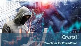  Presentation with information - Audience pleasing presentation design consisting of hacker man steal information backdrop and a ocean colored foreground
