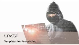  Presentation with information - Slides having hacker man steal information background and a lemonade colored foreground