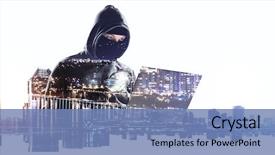  Presentation with hacker - Cool new PPT layouts with hacker man steal information backdrop and a teal colored foreground