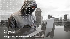  Presentation with information - Slides featuring hacker man stole information background and a dark gray colored foreground