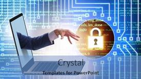  Presentation with personal data - Amazing slide deck having hacker man trying to steal personal data backdrop and a teal colored foreground