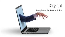  Presentation with personal data - Slide deck with hacker man trying to steal personal data background and a white colored foreground