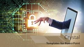  Presentation with personal data - Presentation theme with hacker man trying to steal personal data background and a coral colored foreground