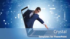  Presentation with personal data - Presentation design consisting of hacker man trying to steal personal data background and a teal colored foreground