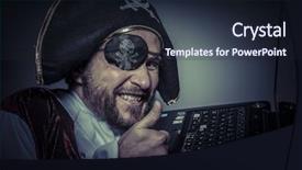  Presentation with hacker white - PPT theme enhanced with hacker pirate dress with hat background and a wine colored foreground