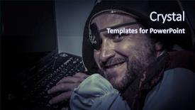  Presentation with computer security - PPT layouts featuring hacker pirate dress with hat background and a wine colored foreground