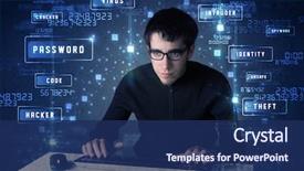  Presentation with programing - Audience pleasing slides consisting of hacker programing in technology enviroment backdrop and a navy blue colored foreground