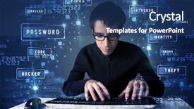 Presentation with programing - Amazing presentation design having hacker programing in technology enviroment backdrop and a ocean colored foreground