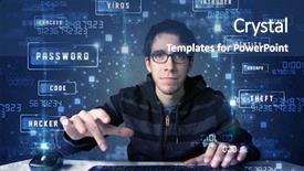  Presentation with programing - Theme with hacker programing in technology enviroment background and a ocean colored foreground
