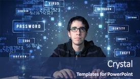  Presentation with programing - Presentation enhanced with hacker programing in technology enviroment background and a ocean colored foreground