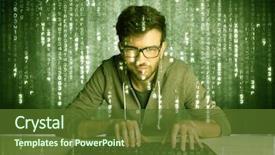  Presentation with scanning - Presentation design consisting of hacker scanning online passwords database background and a tawny brown colored foreground