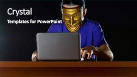  Presentation with hacker - Slides featuring hacker sitting in dark room background and a black colored foreground