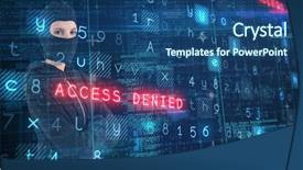  Presentation with hacker - Slide deck featuring hacker standing with arms cross background and a ocean colored foreground