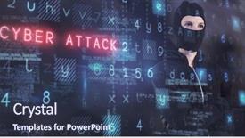  Presentation with matrix - Audience pleasing slide deck consisting of hacker standing with arms cross backdrop and a ocean colored foreground