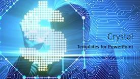  Presentation with bank - Amazing presentation theme having hacker-stealing-dollars-from-bank backdrop and a teal colored foreground