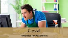  Presentation with professional data - PPT theme with hacker under professional cleaner cover background and a yellow colored foreground