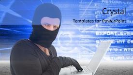  Presentation with hacker white - Amazing PPT theme having hacker using a white laptop backdrop and a light blue colored foreground