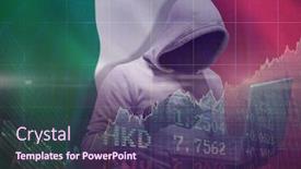  Presentation with shares - PPT theme having credit card for cyber crime background and a violet colored foreground