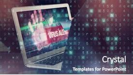  Presentation with alert - PPT layouts having hacker using credit card background and a ocean colored foreground