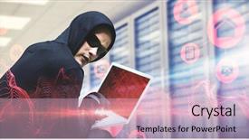  Presentation with abstract glowing teal shapes - Beautiful PPT layouts featuring steal identity against abstract backdrop and a lemonade colored foreground