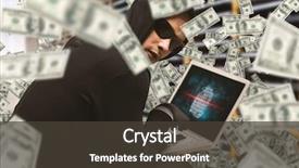  Presentation with server room - Amazing slides having hacker using laptop to steal backdrop and a dark gray colored foreground