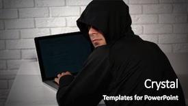  Presentation with hacker - Beautiful PPT layouts featuring hacker with laptop backdrop and a black colored foreground