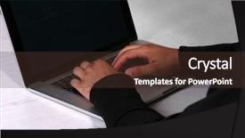  Presentation with hacker - Audience pleasing slides consisting of hacker with laptop backdrop and a tawny brown colored foreground