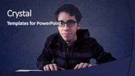  Presentation with hacker - PPT theme consisting of virus mice - hacker working with keyboard background and a navy blue colored foreground