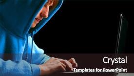  Presentation with hacker - Presentation design with hacker young man is typing background and a wine colored foreground