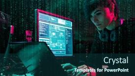  Presentation with server - Presentation theme enhanced with hackers-breaking-server-using-computers background and a ocean colored foreground