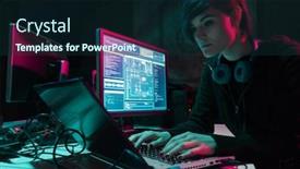  Presentation with phishing information - Theme enhanced with hackers-breaking-server-using-multiple background and a navy blue colored foreground