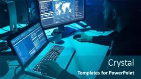  Presentation with computer malware - Presentation featuring hackers-making-cryptocurrency-fraud-using background and a ocean colored foreground