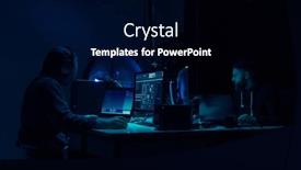  Presentation with computer malware - Colorful presentation theme enhanced with hackers-making-cryptocurrency-fraud-using backdrop and a black colored foreground