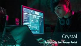  Presentation with computer malware - Slides enhanced with hackers-making-cryptocurrency-fraud-using background and a ocean colored foreground