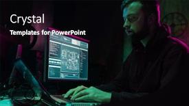  Presentation with computer-malware - Cool new presentation theme with hackers-making-cryptocurrency-fraud-using backdrop and a black colored foreground