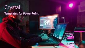  Presentation with computer malware - Slides featuring hackers-making-cryptocurrency-fraud-using background and a wine colored foreground