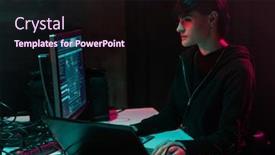  Presentation with computer malware - Audience pleasing PPT layouts consisting of hackers-making-cryptocurrency-fraud-using backdrop and a wine colored foreground