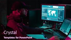  Presentation with computer malware - Presentation theme having hackers-making-cryptocurrency-fraud-using background and a wine colored foreground